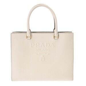 PRADA Handbag White Saffiano Leather Bag
